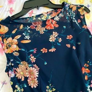 NWT Roz & Ali Navy Blue Flowered Dress
